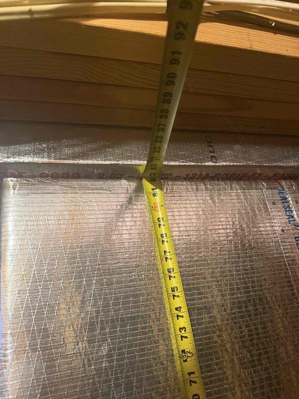 Responded to no cooling call on unit over 10 years old. Customer reported frozen evaporator coil and had turned system off prior to arrival. Upon inspection, accessed attic-mounted air handler and documented insulation condition and ductwork routing. Performed diagnostic evaluation of system freeze-up condition, taking measurements and photos of affected components and surrounding installation for assessment and customer records.