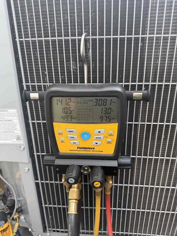 Responded to callback for unit not operating correctly following previous service visit. Upon arrival, performed diagnostic testing of HVAC system. Measured supply air temperature at 62.9°F using infrared thermometer. Connected refrigerant manifold gauges and digital analyzer to system, recording superheat and subcooling readings. Observed elevated temperature readings during diagnostic process, indicating potential compressor or refrigerant charge issues. Inspected condenser coil condition and verified proper airflow through fins. System requires further evaluation to determine root cause of continued malfunction and restore proper cooling operation.
