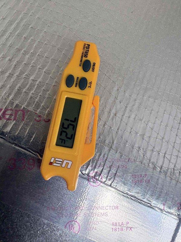 Responded to no cooling complaint on residential HVAC system less than 10 years old. Performed diagnostic evaluation of unit, measured refrigerant temperatures showing 32.5°F reading at evaporator coil, and inspected air filtration system which showed accumulated debris and restricted airflow. Filter replacement recommended to restore proper system performance and adequate cooling capacity.
