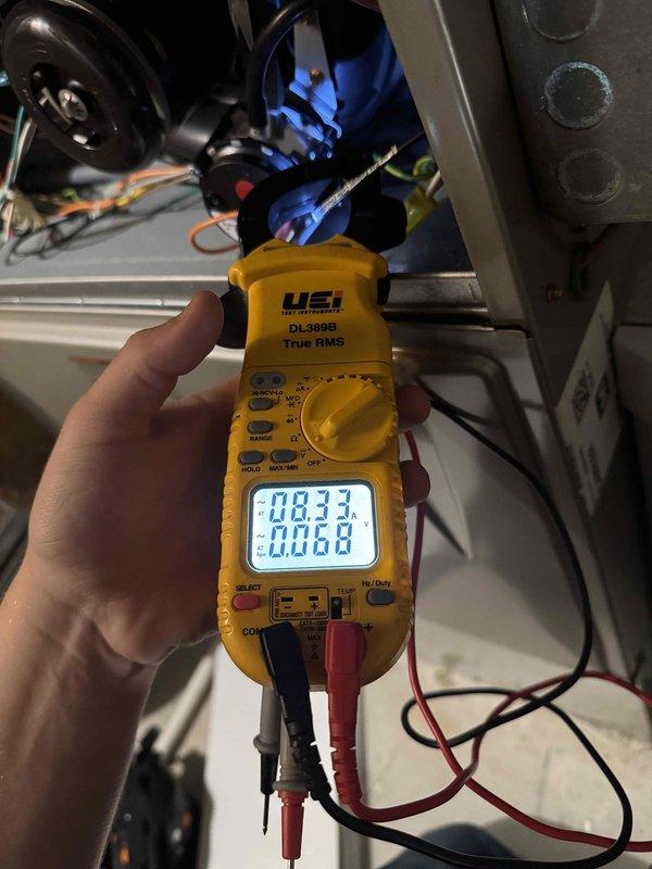 Completed comprehensive AC tune-up and system performance evaluation. Inspected and tested air filter condition, verified proper airflow through pleated media filter. Performed electrical diagnostics using digital multimeter to measure voltage and amperage on blower motor and associated components, confirming all readings within manufacturer specifications. Recommended customer renew preventative service agreement for continued system maintenance coverage.