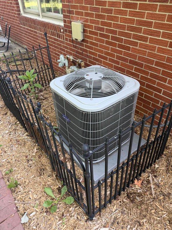 Responded to callback for heat pump system running continuously without reaching setpoint temperature. Replaced air filter and performed thermostat troubleshooting to restore unit operation. Connected manifold gauges to outdoor condensing unit to evaluate refrigerant charge levels and system pressures, documenting readings with photos for further analysis of potential refrigerant deficiency affecting cooling capacity.