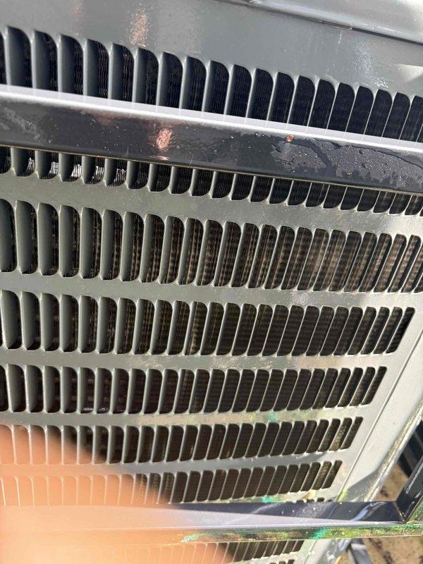 Completed comprehensive cooling maintenance on two HVAC systems including inspection of condenser units and evaporator coils. Inspected condenser coil fins for cleanliness and airflow obstruction, noting minor surface corrosion on housing but coils remain operational. Examined evaporator coil assembly within air handler, verified proper refrigerant line connections, and inspected condensate drain pan for proper drainage.