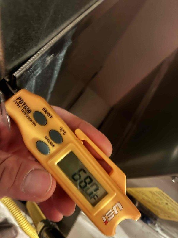 Completed comprehensive cooling system maintenance inspection and performance verification. Utilized digital temperature measurement instrumentation to assess system operating parameters and verify proper refrigerant temperatures throughout the cooling cycle. All measurements recorded within manufacturer specifications, confirming optimal system performance and efficiency for the cooling season.