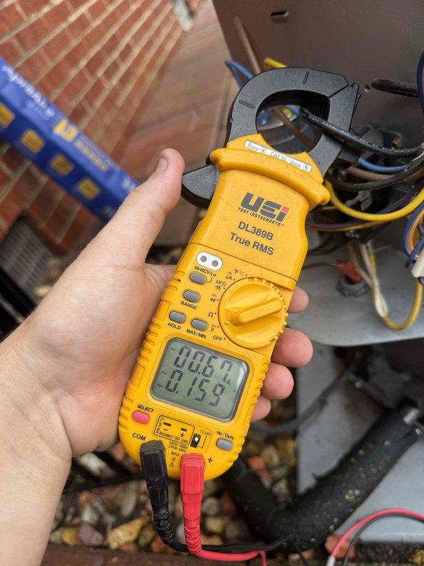 Completed scheduled cooling maintenance on HVAC system. Installed two new AprilAir 110 filters as requested. Performed electrical diagnostics using clamp meter, verifying amperage draw and system performance parameters. Inspected ductwork and associated components in mechanical space. All readings within normal operating range. System operating properly with no issues found.