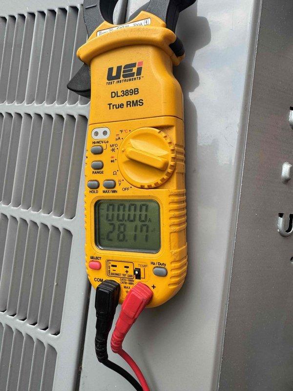 Completed scheduled cooling maintenance on residential HVAC system as part of renewed membership program. Performed comprehensive inspection of outdoor condensing unit, including examination of condenser coil fins and exterior grille assembly. Utilized digital multimeter to verify electrical readings and system performance parameters. Cleaned debris from condenser grille slats and confirmed proper airflow through heat exchanger components. All system components found operating within normal specifications upon completion of maintenance visit.