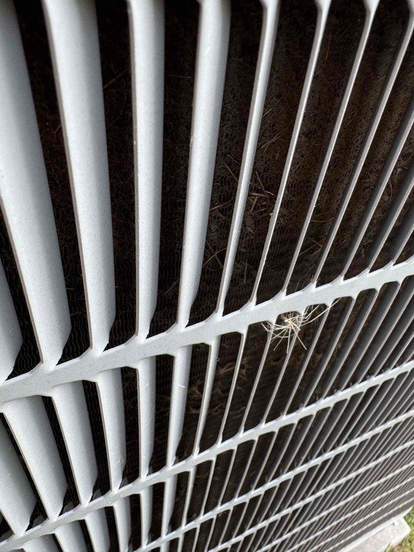 Completed scheduled cooling maintenance on residential HVAC system as part of renewed membership program. Performed comprehensive inspection of outdoor condensing unit, including examination of condenser coil fins and exterior grille assembly. Utilized digital multimeter to verify electrical readings and system performance parameters. Cleaned debris from condenser grille slats and confirmed proper airflow through heat exchanger components. All system components found operating within normal specifications upon completion of maintenance visit.
