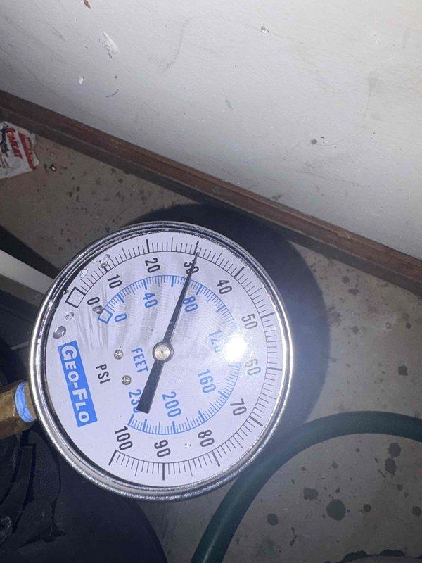 Returned to site for scheduled follow-up to address ongoing system issues. Documented geothermal system pressures using Geo-Flo gauge, which showed approximately 20 PSI during initial reading and 0 PSI on secondary check. Coordinated with technical support to troubleshoot recurring performance problems and determine next steps for system resolution.