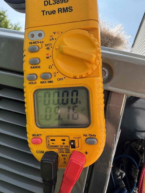 Completed comprehensive A/C maintenance on residential cooling system. Performed standard tune-up procedures including electrical testing with digital multimeter to verify system performance and capacitor readings. Inspected outdoor condenser unit, checked all electrical connections, and ensured proper system operation following previous service by another contractor during extreme heat conditions.