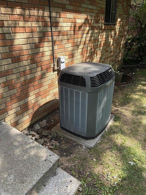 Conducted estimate visit for complete HVAC system replacement at residential property. Evaluated existing outdoor condensing unit and indoor climate control equipment, including current Trane XT302B thermostat and humidity monitoring system. Documented equipment specifications, assessed installation conditions, and provided comprehensive replacement options for new heating and cooling system.