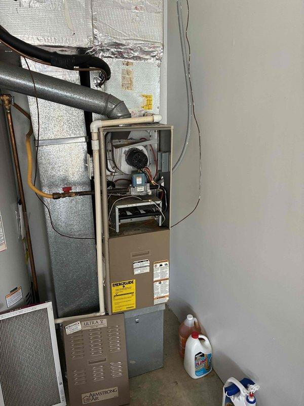 Conducted comprehensive assessment of existing Armstrong Air Ultra X furnace system for full HVAC replacement estimate. Evaluated current equipment condition, measured existing ductwork dimensions, and documented installation configuration including gas line routing and electrical connections. Presented multiple system replacement options and discussed available financing programs with property owner to facilitate equipment upgrade decision.