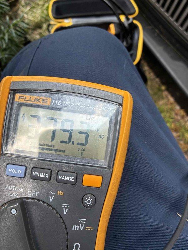 Completed scheduled preventive maintenance cooling system inspection. Performed electrical diagnostics using calibrated test equipment, verifying voltage readings at 9.3V AC and measuring amperage draw on compressor circuit. All electrical parameters found within manufacturer specifications, system operating normally with no deficiencies noted.
