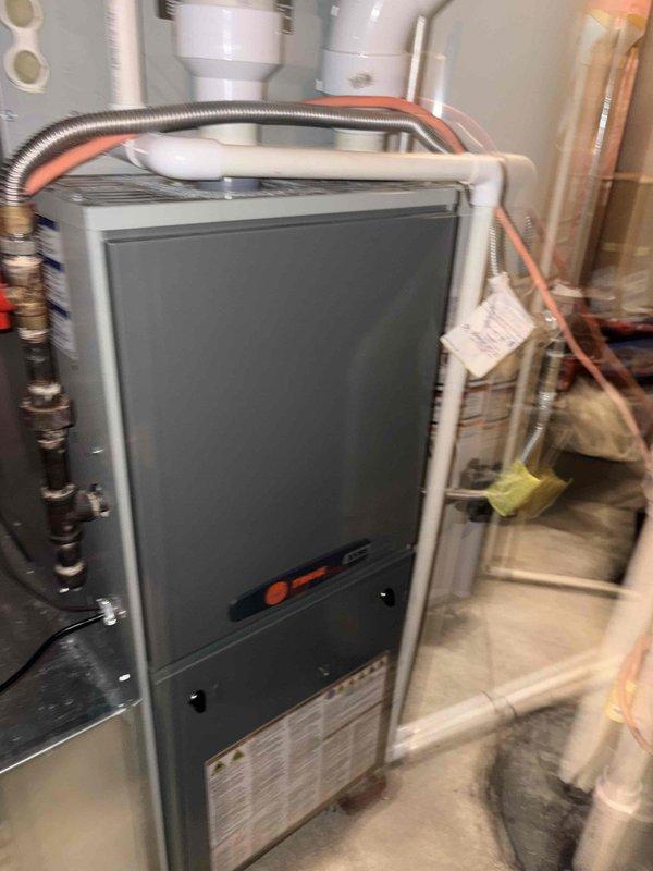 Completed scheduled cooling maintenance on residential HVAC system. Inspected furnace unit and associated components including refrigerant lines, condensate drainage, and ductwork. Observed heavy frost accumulation on evaporator coil with suction line temperature reading of 53.7°F, indicating potential airflow restriction or refrigerant charge issue that will require further evaluation and correction to restore proper system operation.