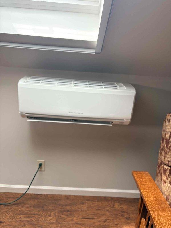 Completed scheduled cooling maintenance on ductless mini-split system. Inspected outdoor condensing unit and indoor wall-mounted air handler, verified proper operation of both components, checked electrical connections and refrigerant lines, and confirmed system is functioning within normal parameters for the upcoming cooling season.