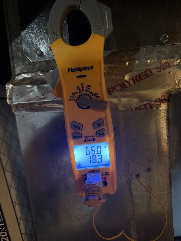 Completed comprehensive cooling maintenance on HVAC system that had not received previous service under membership plan. Performed full system inspection including refrigerant line assessment, heat exchanger evaluation, and electrical diagnostics using clamp meter to verify proper amperage draw and system performance. All components were inspected, system found operating within normal parameters, and unit left in good working condition for continued cooling operation.