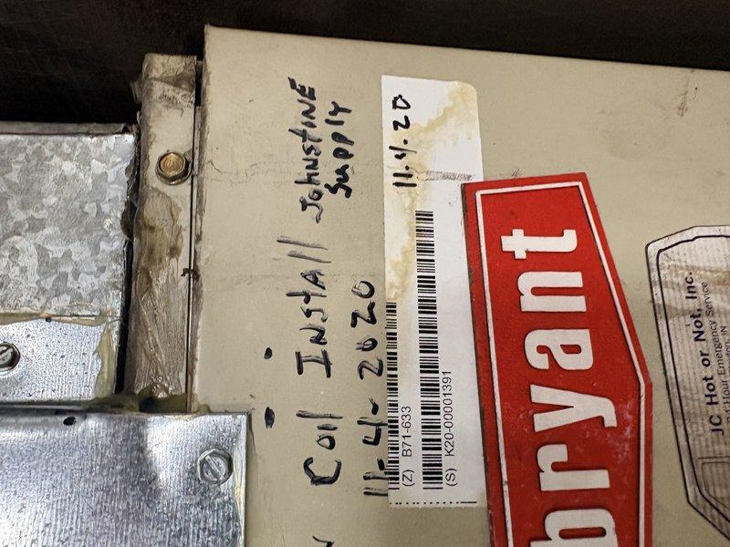 Responded to no cooling complaint at warehouse facility and inspected rooftop HVAC unit. Upon examination, discovered severely corroded electrical terminal block with extensive rust on brass terminals, compromised wire connections, and heavy cobweb and debris accumulation throughout electrical compartment. Equipment showed signs of prolonged exposure to elements without maintenance, with oxidized connections and deteriorated wiring presenting safety concerns and preventing proper unit operation.