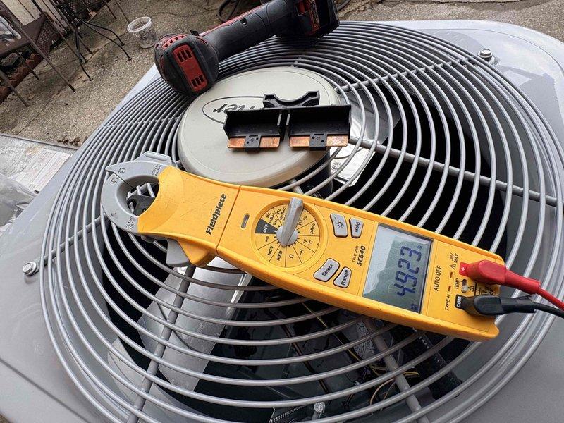 Responded to humidity concerns by performing comprehensive system evaluation. Conducted electrical diagnostics on outdoor condenser unit using digital multimeter to verify proper operation and compressor performance. Inspected indoor ventilation grilles and performed airflow measurements to assess ductwork system efficiency and identify potential humidity control issues.