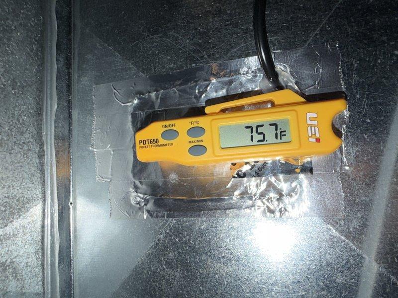 Responded to callback for recurring fuse failure and loss of cooling. Upon inspection, discovered evaporator coil completely iced over, indicating restricted airflow or refrigerant issue. Verified control board wiring connections and tested low voltage circuits. Measured coil surface temperature at 75.1°F after partial defrost, confirming abnormal operating conditions causing excessive amp draw and subsequent fuse failure.