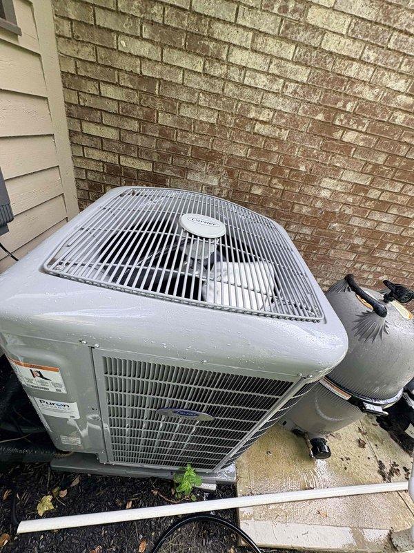 Completed scheduled cooling maintenance on residential air conditioning system. Inspected outdoor condenser unit, verified proper operation of fan assembly and protective grille, checked refrigerant line set for proper insulation and connection integrity. Examined indoor blower assembly, confirmed squirrel cage fan wheel is clean with blades properly aligned and operating smoothly within housing, verified duct connections secure. All components found in good working condition with system operating within normal parameters.