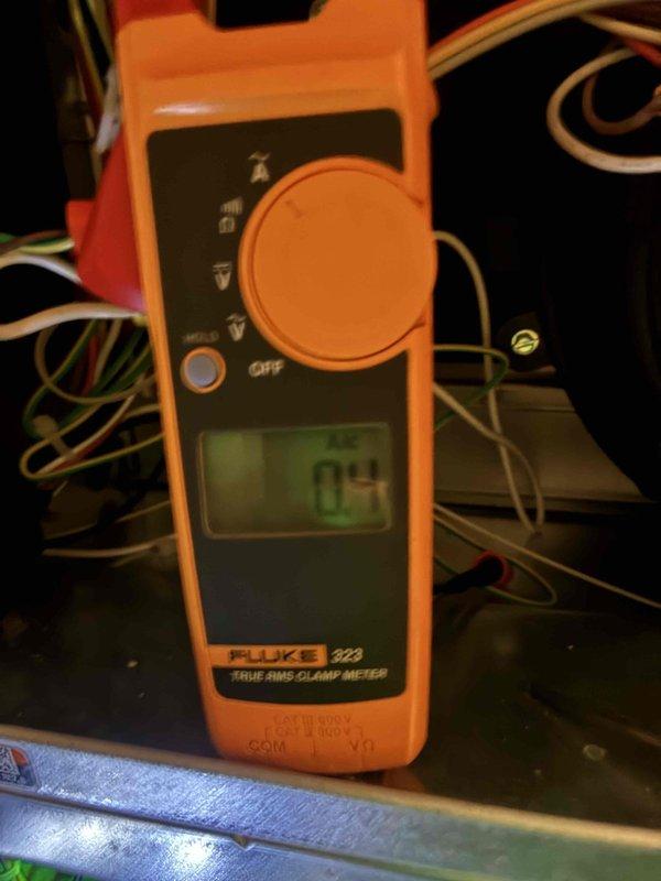 Completed scheduled heating maintenance on system. Replaced 410 filter as requested. Performed electrical diagnostics using clamp meter and multimeter to verify system operation and measure resistance readings, confirming all components within normal operating parameters.