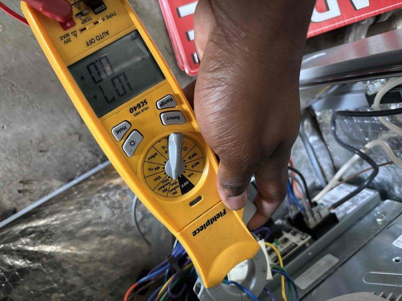Completed comprehensive cooling maintenance on LG system including full electrical diagnostics and performance testing. Utilized digital multimeter to verify voltage and amperage readings across all electrical connections and control circuits, confirming proper operation within manufacturer specifications. System operational with maintenance plan renewal discussed with customer.