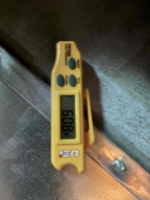 Responded to callback for thermostat not cooling below 80 degrees. Upon arrival, performed diagnostic testing using digital measurement tools to verify system temperatures and pressures. Previous repairs had been completed recently, so focused troubleshooting on thermostat functionality and system communication. Verified system operation and temperature readings throughout the unit to identify the source of the temperature control issue.