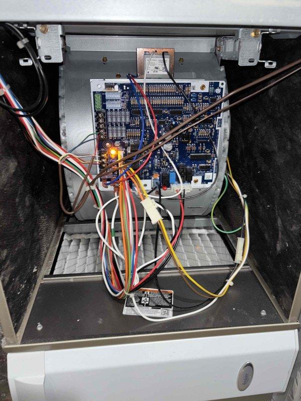 Completed scheduled cooling maintenance on residential air conditioning system. Performed comprehensive inspection of control board assembly and low-voltage wiring connections, verifying all circuit board components and wire terminations were secure and functioning properly. Recorded supply air temperature at 83°F and confirmed system operating within normal parameters with all safety controls operational.