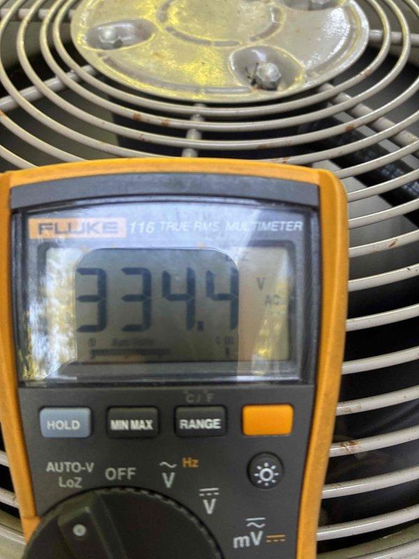 Completed comprehensive cooling system maintenance inspection on HVAC unit. Performed diagnostic testing using calibrated digital instruments to verify system performance parameters, recording temperature differential readings of 334.4 across the evaporator coil assembly. Inspected condensate management system, ductwork, and insulation for proper installation and functionality, noting appropriate condensation formation on supply lines indicating effective cooling operation. Examined condenser fan assembly and protective grille for structural integrity and proper airflow. All system components operating within manufacturer specifications. Customer expressed intent to renew maintenance agreement for continued service coverage.