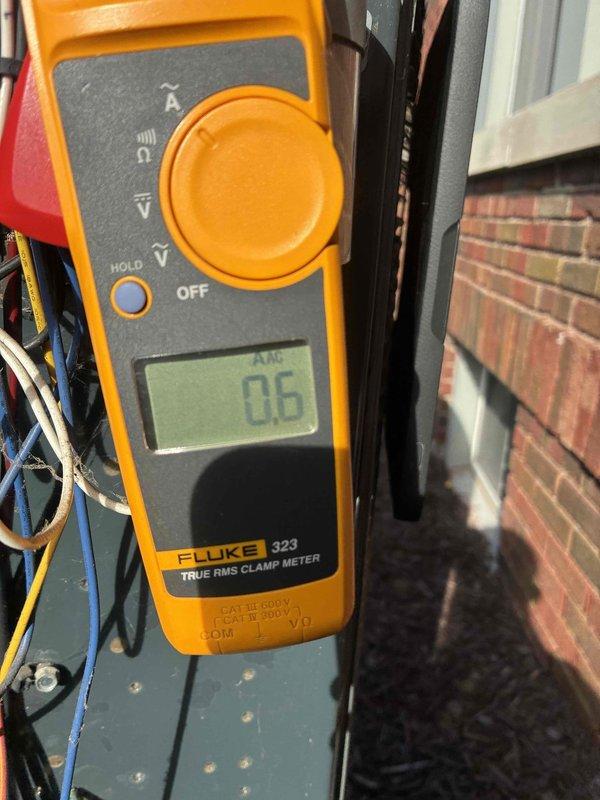 Responded to service call for furnace electrical issues. Upon arrival, performed electrical diagnostics using clamp meter to measure amperage and voltage at the unit. Readings indicated 56 AAC with additional measurements taken to verify proper electrical supply and component operation, successfully identifying the source of the electrical concern.