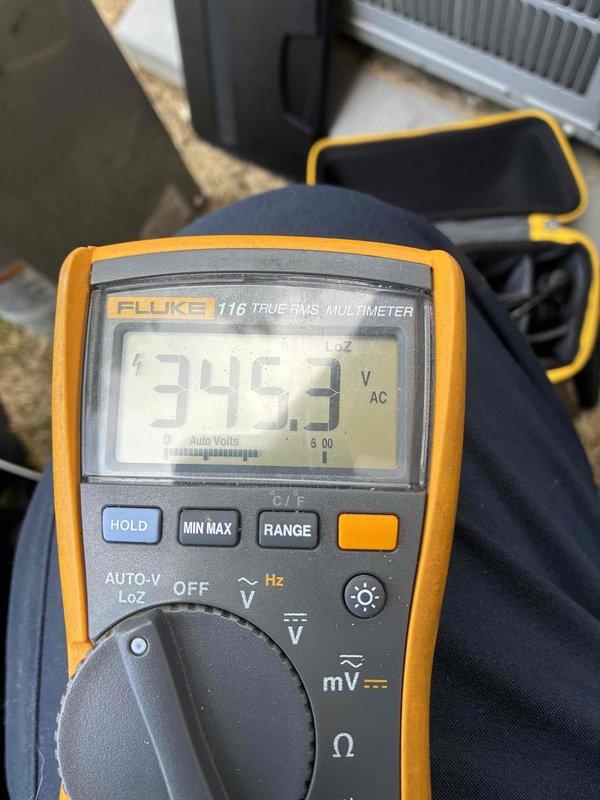 Completed scheduled cooling maintenance on residential HVAC system. Performed comprehensive system inspection including electrical diagnostics using calibrated test equipment, measuring supply voltage at 345.4V AC and verifying compressor amperage draw at 0.6 AAC, which are within normal operating parameters. Inspected blower motor wiring connections, evaporator coil, and all electrical components for proper operation and safety compliance.
