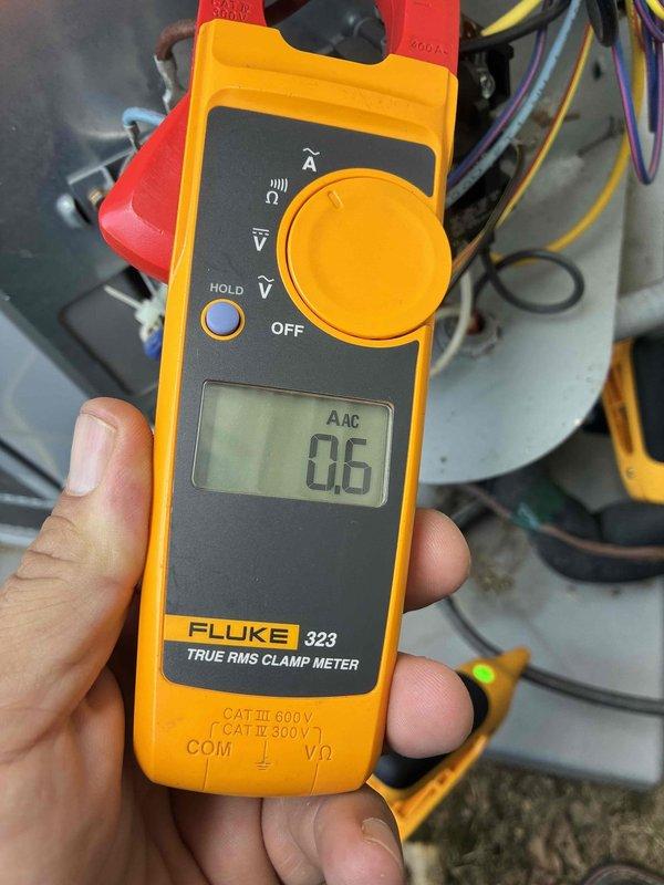 Completed scheduled cooling maintenance on residential HVAC system. Performed comprehensive system inspection including electrical diagnostics using calibrated test equipment, measuring supply voltage at 345.4V AC and verifying compressor amperage draw at 0.6 AAC, which are within normal operating parameters. Inspected blower motor wiring connections, evaporator coil, and all electrical components for proper operation and safety compliance.