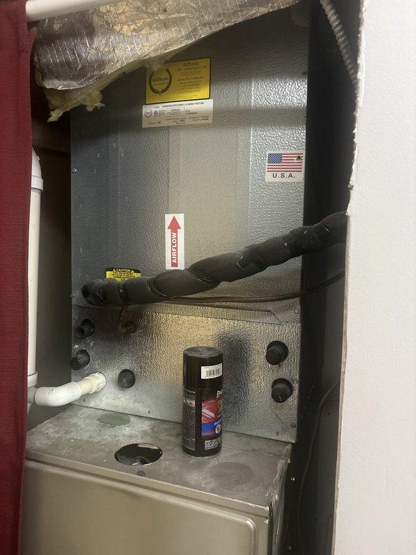 Conducted on-site equipment assessment of residential HVAC system to document specifications for maintenance plan proposal. Inspected and photographed Payne brand vertical furnace unit, including model and rating plate information, air handler configuration, and ductwork installation. Verified system components, airflow direction, condensate drainage, and overall equipment condition in utility closet installation.
