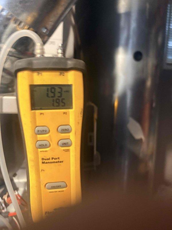 Performed annual heating maintenance on the gas furnace, including inspection of the control board, wiring, and gas valve assembly. Measured blower/component amperage with a clamp meter and verified gas manifold and static pressure readings with a dual-port manometer to confirm proper operation. Replacement filter was provided as requested.