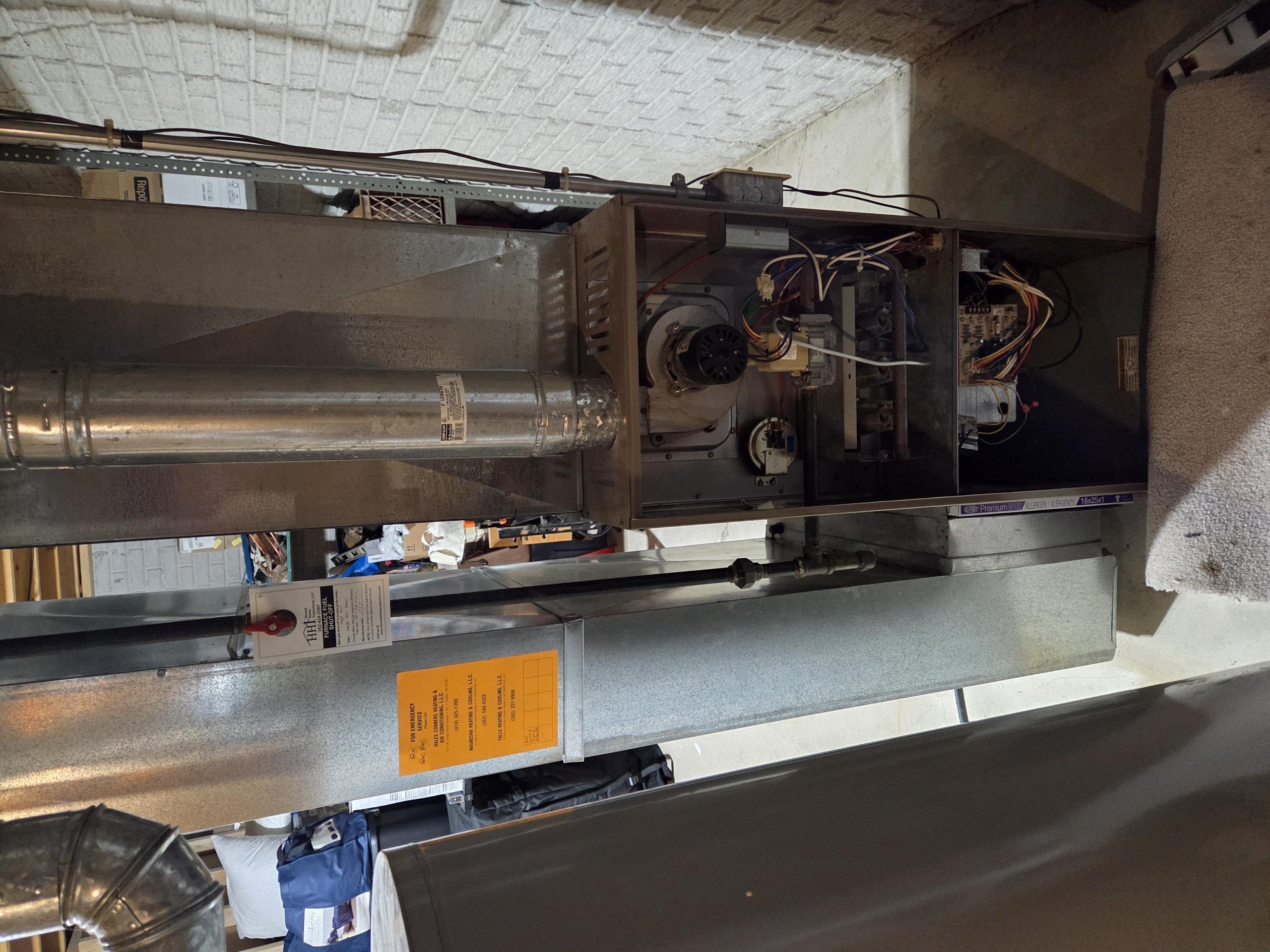 Upon arrival found gas valve not sending power to igniter to light pilot. Took off bottom door and noticed burn marks on board so I recommended that be replaced as well. Furnace is from 97 and we discussed new furnace replacement. Emailed bids and customer to decide which way they’d like to go. Trip charge collected 