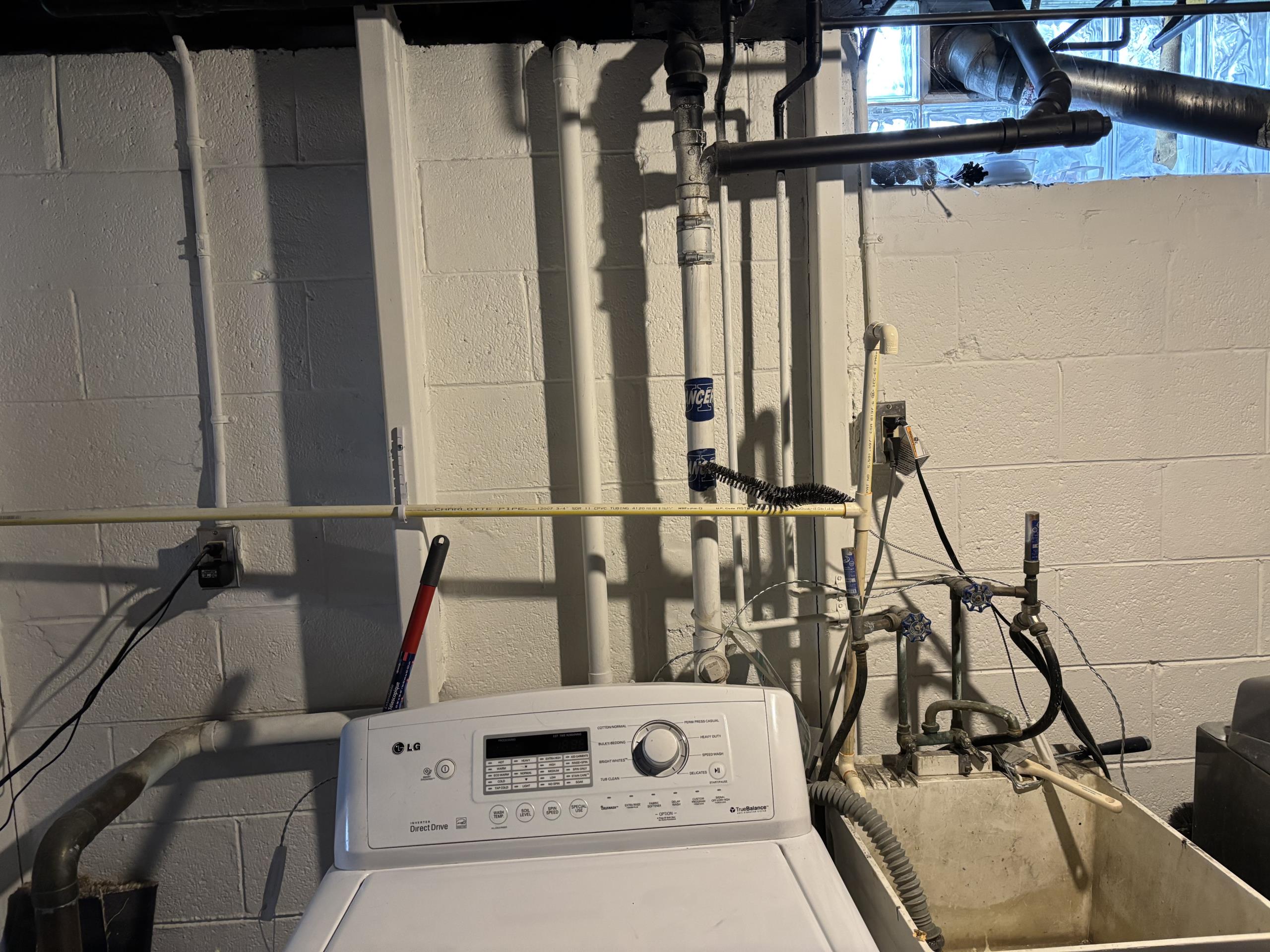 Service professional arrived with the new 32k grain water softener. Located a good location to cut into the existing hard water and return the hard water to the existing hose bibs while bringing the new soft water to the rest of the house. Purged the available fixtures of air and tested the new installation with no leaks or issues. Set the new softener to 28 grains of hardness.