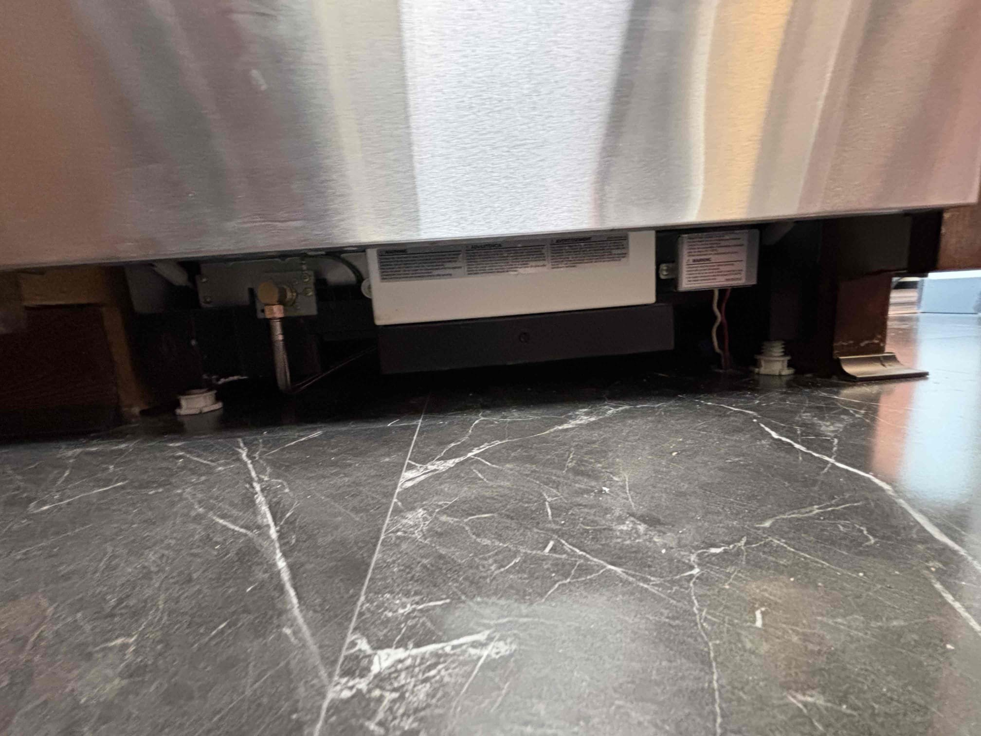 Installed dishwasher, customer supplied water supply line, had to extend discharge hose to reach under sink cabinet. Tested everything and no leaks. 