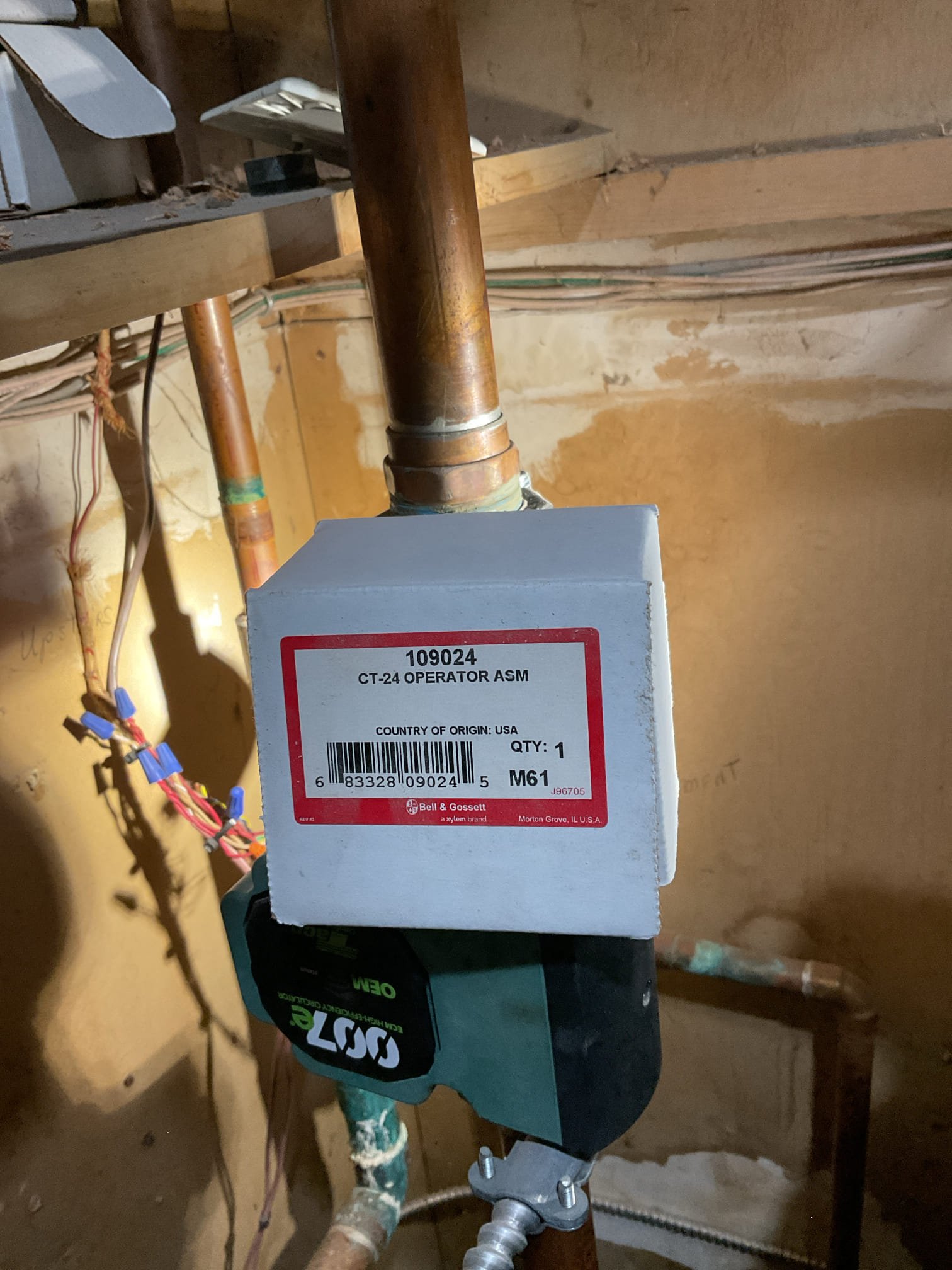 2 zone valves, upstairs zone plunger leaking, replaced B&G valve with owners, ran from thermostat and turning on boiler correctly, basement valve not working and won’t turn on system by itself, owner oked only having upstairs zone working and removed top of basement zone for now, will think about options in the fall