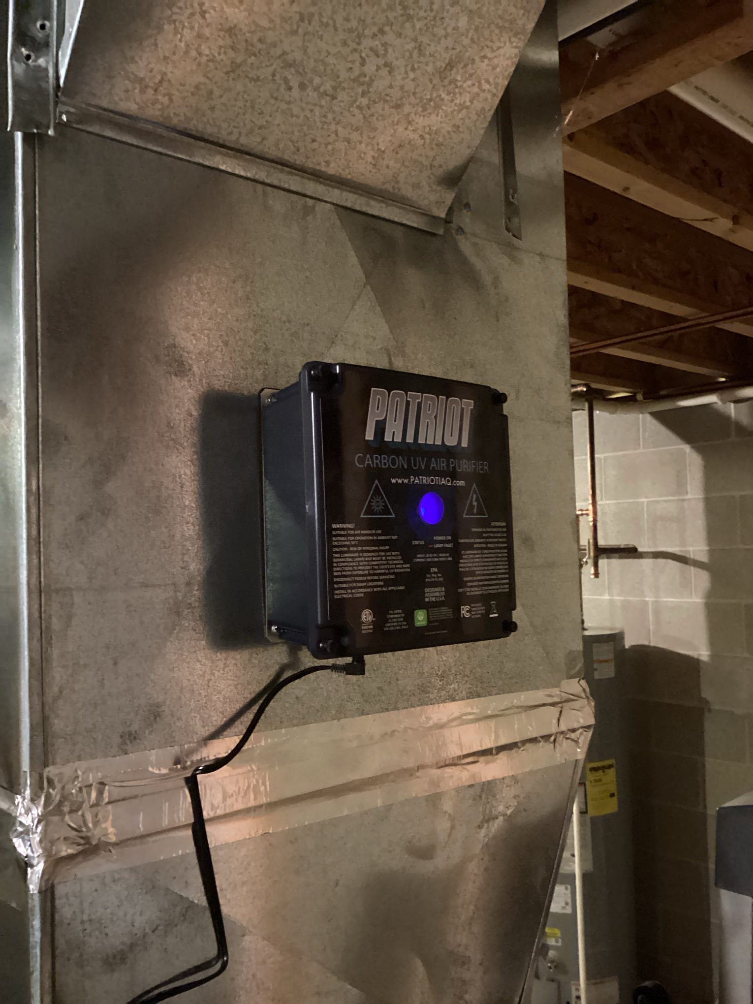 Duct clean and sanitize system. Installed patriot UV. 
Also made the homeowner aware that the inducer motor sounds bad and could fail at any time