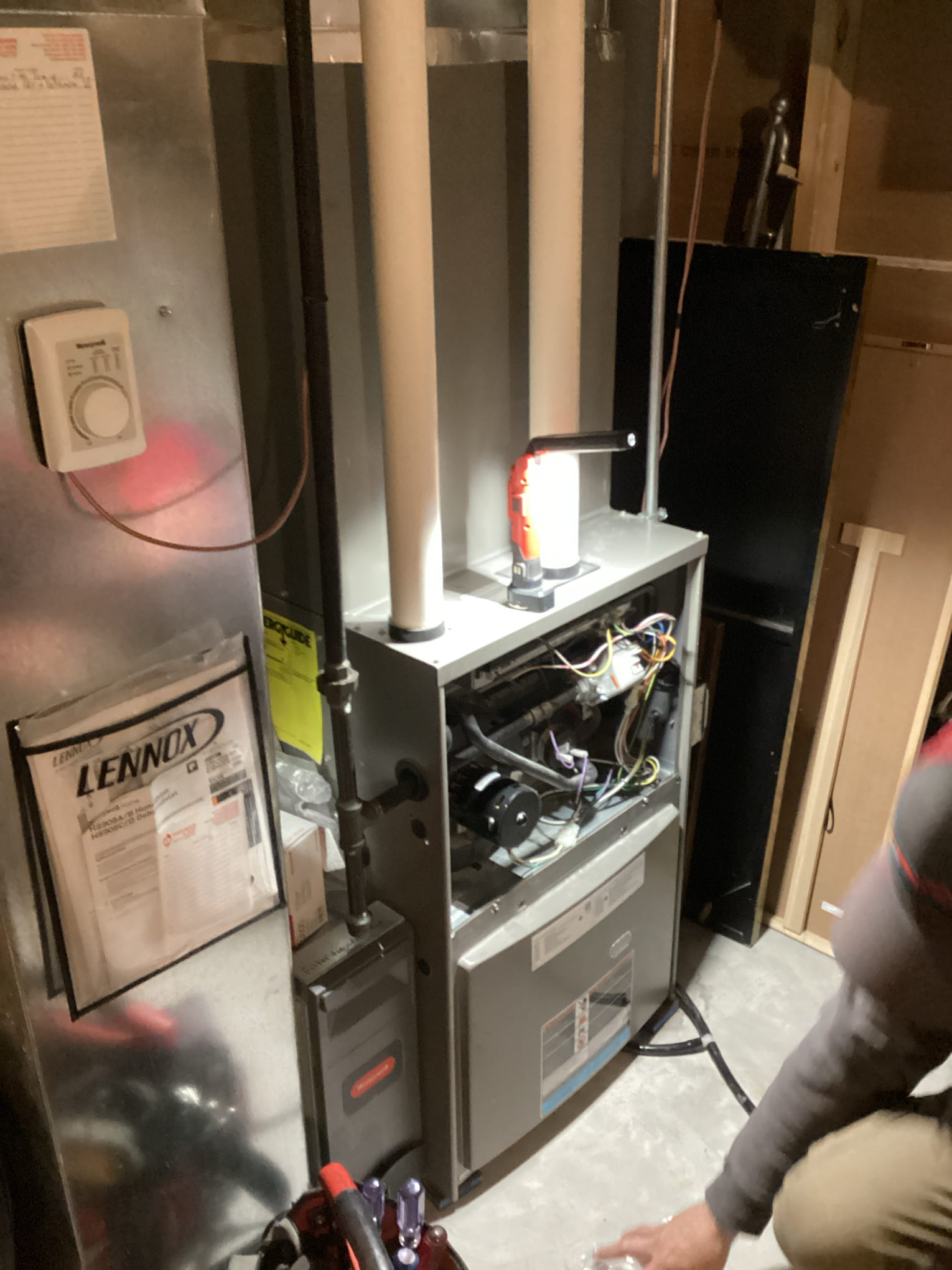 Furnace was having intermittent issues. We found no flame signal on start up. We replaced the flame sensor and now have a good flame signal. Checked temp rise. Cycled furnace operation. The furnace is working properly at this time 