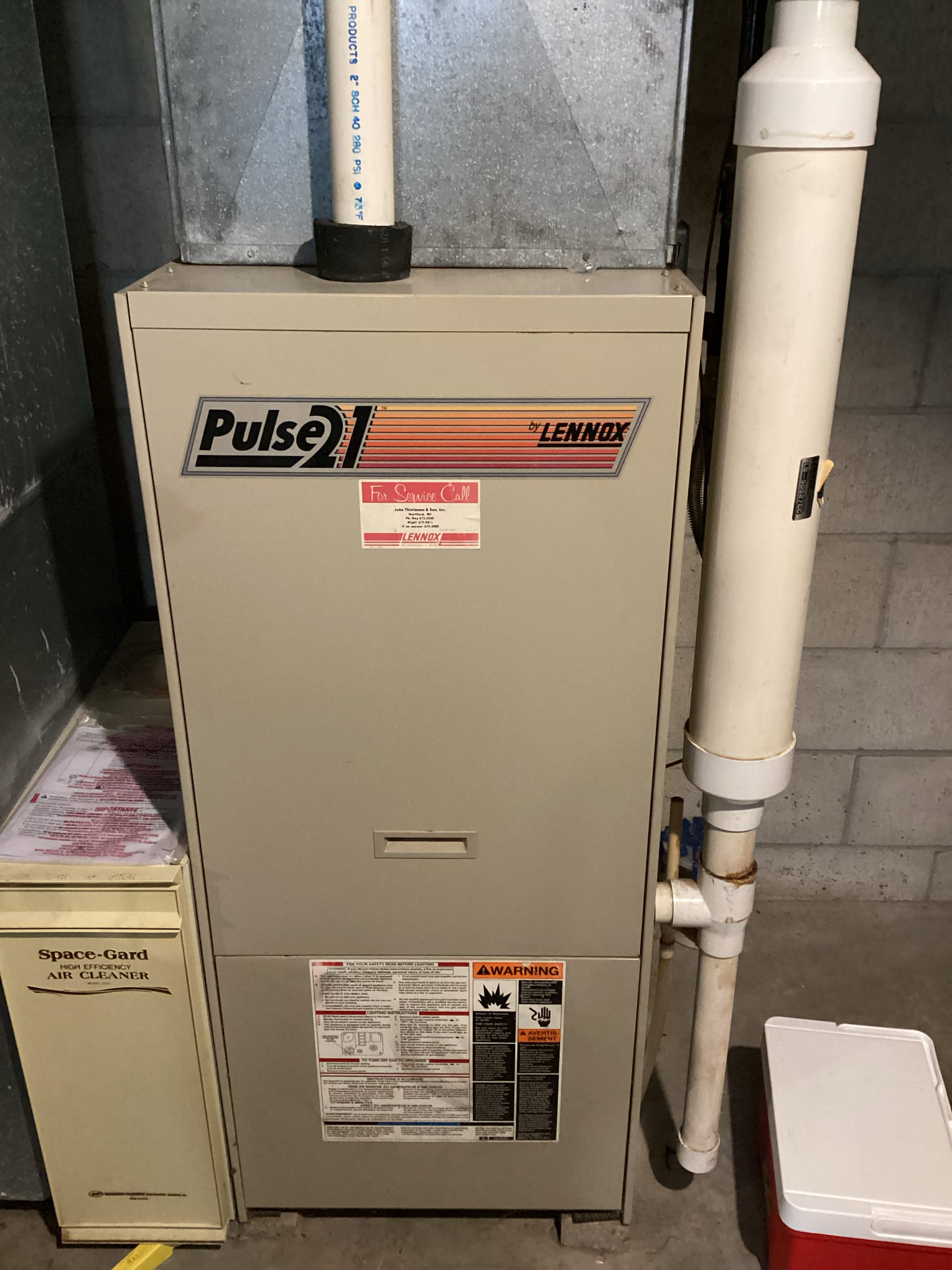 The furnace failed a visual inspection. Corrosion was found around the joints on the heat exchanger. I tested CO concentration in the exhaust and found 1752 ppm of CO. The furnace is not safe to operate. I turned the furnace off