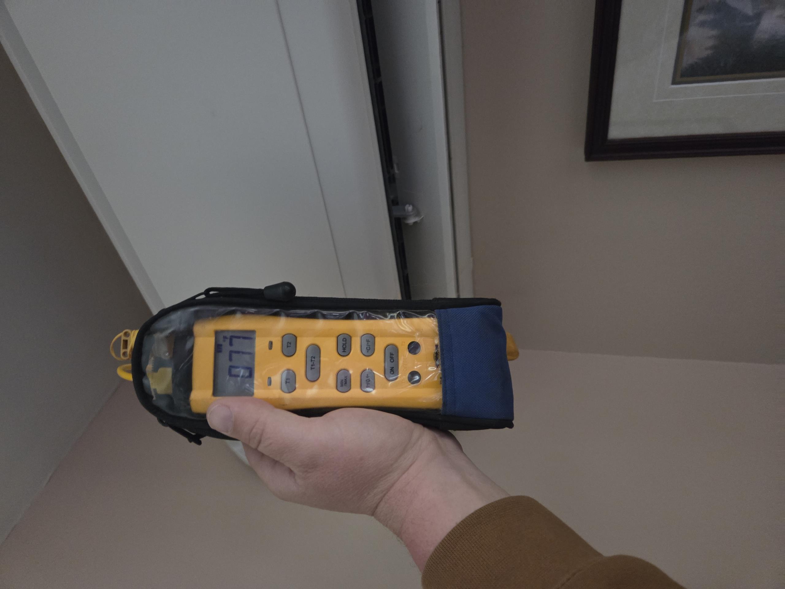 Upon arrival customer stated that the unit had been running smoothly for over a week since last repairs were completed and then last Wednesday it seemed to run longer and then it wouldn’t come on even after 1 hour of control calling for heat. She left it be and when she woke up this morning it was running but blowing cooler air. We arrived I checked error codes through remote and found none active and unit running. I checked delta t and had 74 return air and 78 supply air. I have a call into diakin tech support to get information about what the unit is capable of doing during outdoor temperatures below 40. If it’s refrigerant related we will need to return and do an extensive leak check but as of today all flare joints don’t have any oil around them. Will update once I get information from diakin.