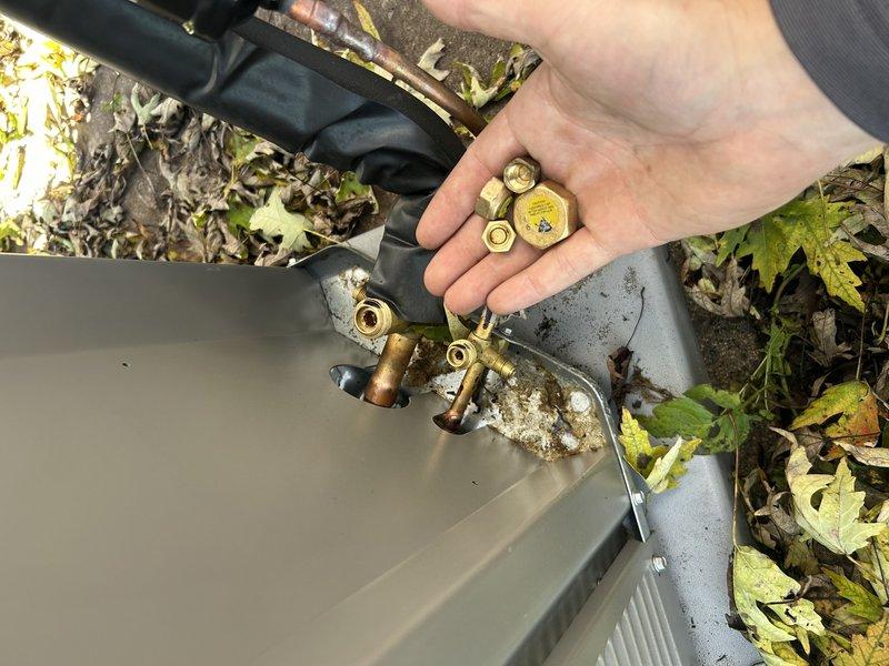 Responded to warranty service call for a recently installed HVAC system with continuously running fan. Diagnosed error code E1 54 caused by improper configuration of RDS dip switches. Corrected the issue by flipping off both mitigation switches on the control board. Also discovered and properly installed missing system caps, securing them with a wrench.