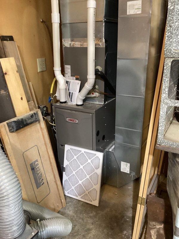 Performed annual tune-up on three Lennox furnaces and six mini-split systems. Serviced furnaces including flame sensor cleaning, condensate drain inspection, heat exchanger evaluation, and operational testing with temperature rise verification. Inspected mini-split outdoor units, removed mouse nesting material from two units (no wire damage), and verified proper operation of all indoor heads. All systems functioning within specifications.