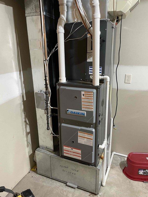 Completed preventive maintenance on the Daikin furnace and IBC boiler. Found all systems operating within normal parameters with the exception of a plugged furnace air filter. Completed documentation for replacement filter procurement.