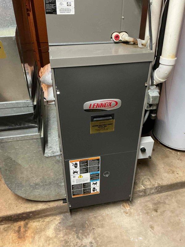 Completed previously sold repair on 16-year-old Lennox HVAC system, replacing the dual capacitor at the outdoor heat pump unit and the flame sensor in the furnace. All components were tested and verified to be operating correctly after installation of the FLAME SENSOR and DUAL VALUE SECONDARY START DEVICE.