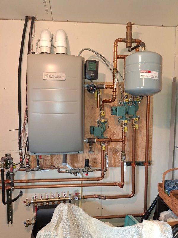 Completed scheduled Family Rewards furnace tune-up on boiler system with satisfactory results. Inspection revealed weak glycol levels in the infloor heating system. Customer accepted estimate to add glycol, and parts order was placed for this service.
