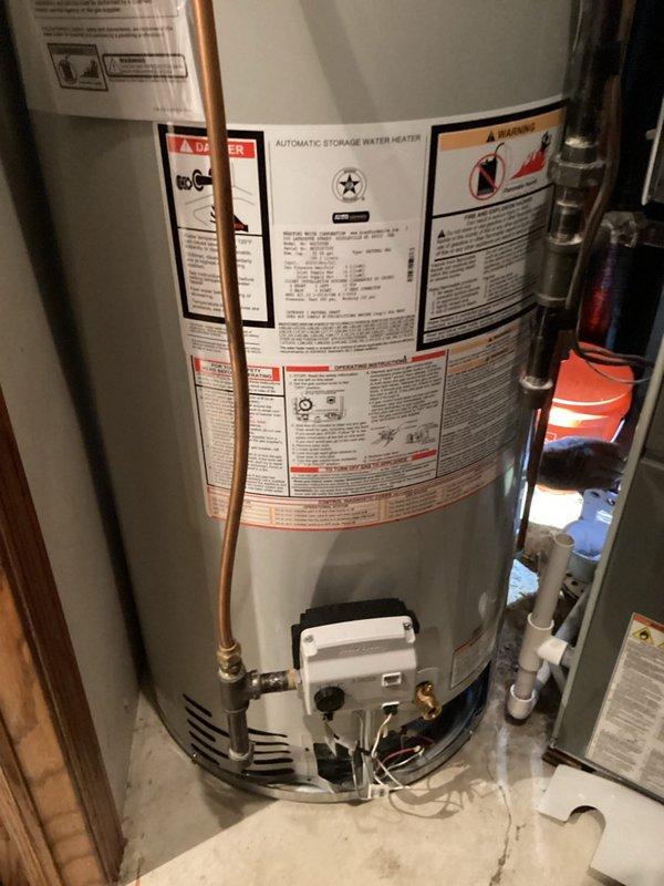 Successfully installed a new 50-gallon Bradford White atmospheric water heater to replace the customer's existing unit. Completed all necessary piping connections, including proper venting and water supply lines, and confirmed the system is functioning correctly with no leaks.