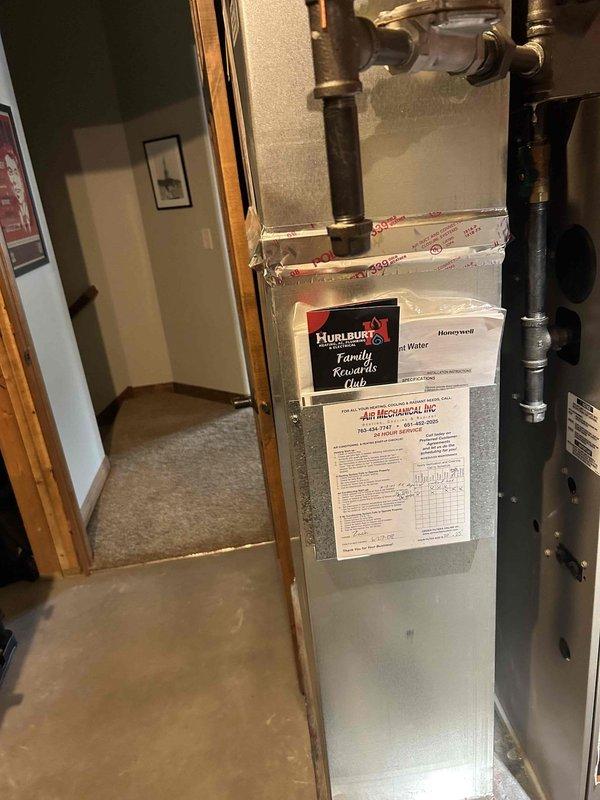 Performed scheduled furnace tune-up per Family Rewards agreement. Conducted comprehensive system inspection including combustion analysis with normal CO readings, proper gas pressure verification, and air exchanger examination. All connections were secured and system is operating normally with no issues detected.