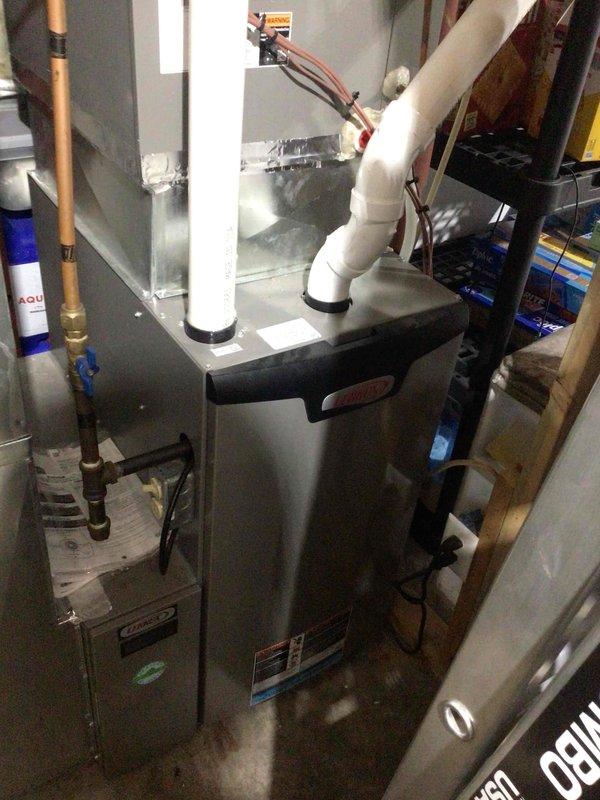 Completed annual furnace maintenance on 1-year-old FRP system. Performed standard tune-up procedures including flame sensor cleaning, filter replacement, and verification of clear drain lines. Electrical components tested within specification parameters. System functioning properly at completion.