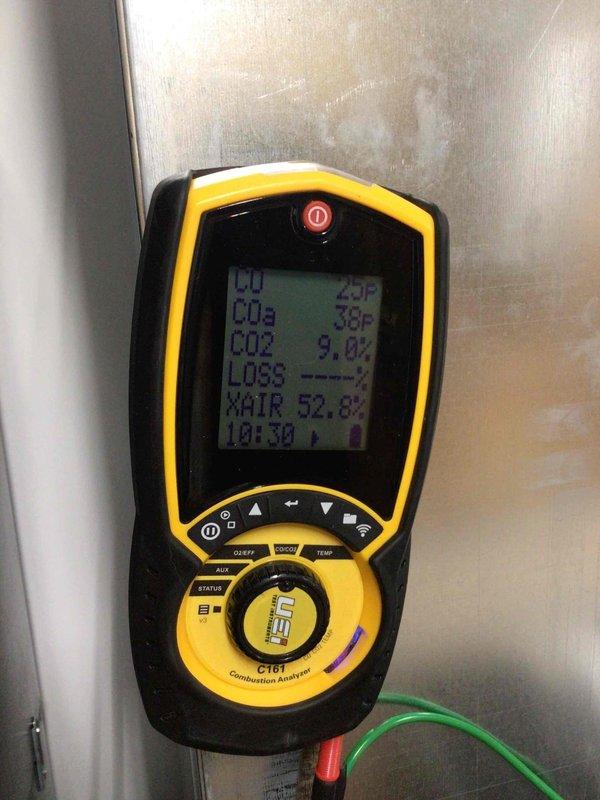 Performed scheduled bi-annual furnace maintenance on two Amana units. Services included cleaning flame sensor, testing electrical components, verifying clear drain lines, and conducting combustion analysis (CO 25P, CO2 9.0%, XAIR 52.8%) - all readings within specifications. Filter was relatively new and did not require replacement. Both furnaces are operating properly with no issues detected.