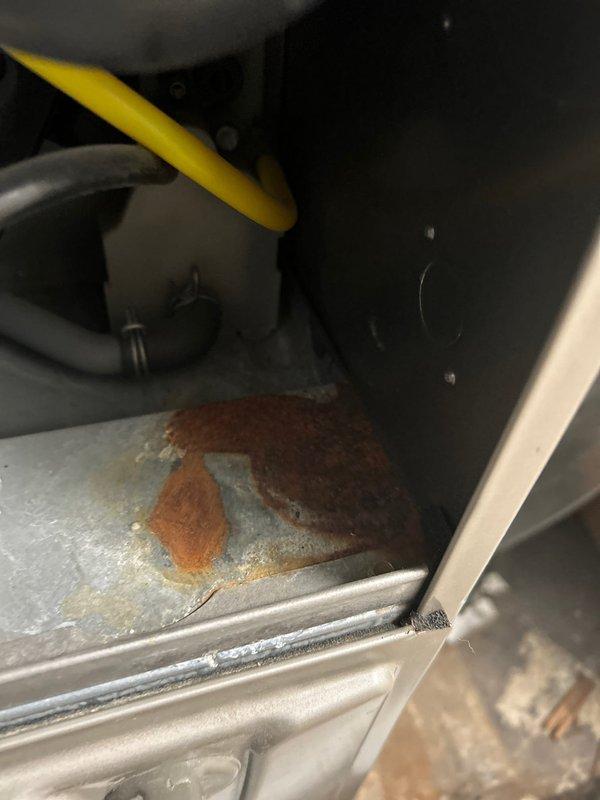 Performed scheduled furnace maintenance on Carrier residential furnace system. Unit is operational with no immediate concerns. Noted presence of rust/corrosion on interior compartment floor that should be monitored during future service visits.
